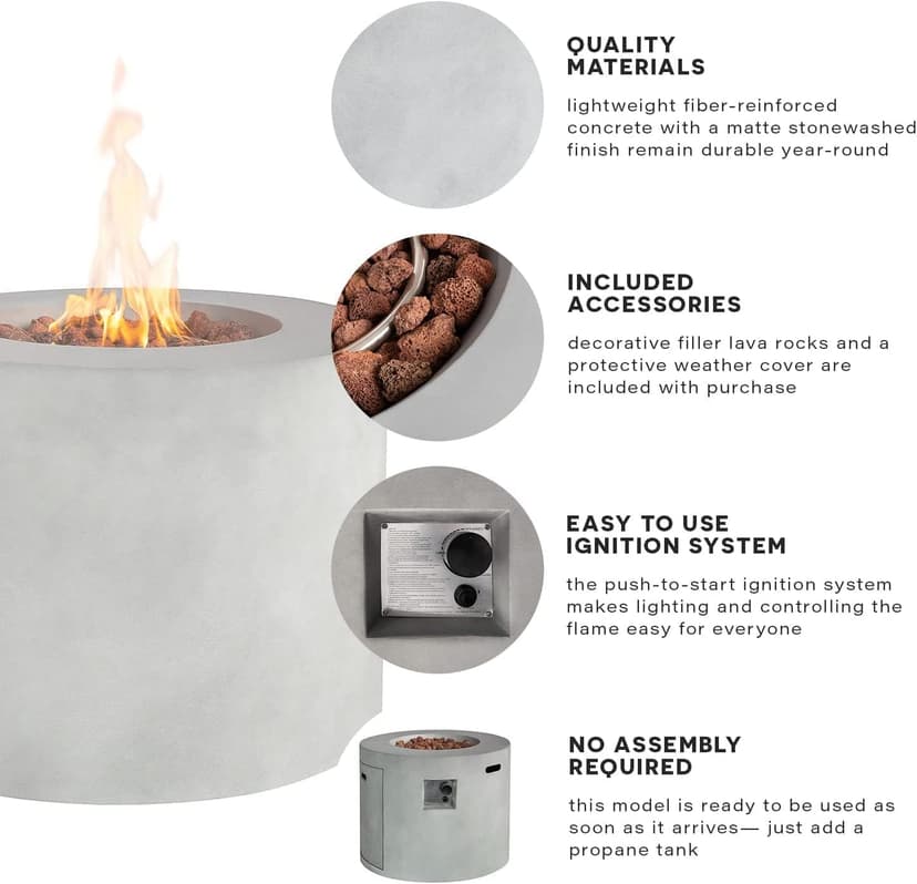 32" All in One Smokeless Fire Pit Table with Lid, Outdoor Round Patio Gas Fire Pit, 50,000 BTUs,Alloy Steel Finish,Propane Fire Table with Lava Rocks&Weatherproof Cover,Complete Accessories