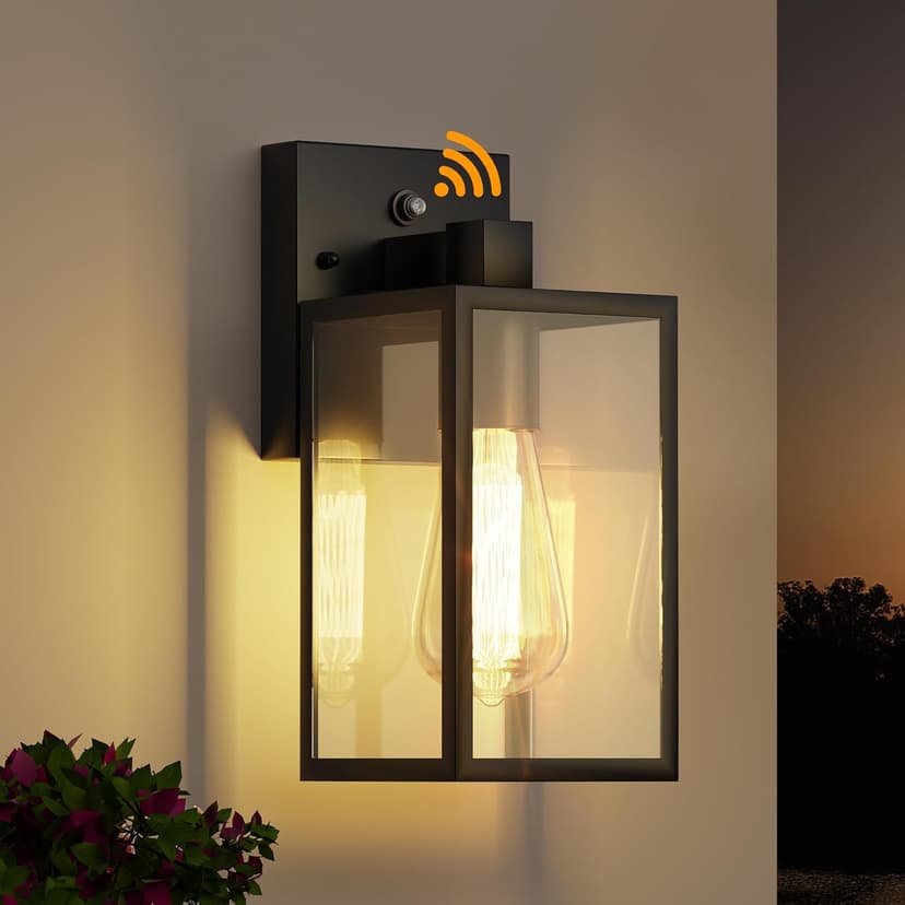 WIHTU Dusk to Dawn Outdoor Lighting Fixtures, Exterior Front Porch Light, Black Sensor Wall Sconce Lamp, Waterproof Wall Lantern, Anti Rust Outside Coach Lights for House, Doorway, Garage