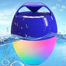 Bluetooth Pool & Hot Tub Speaker with Colorful Lights & 360 Surround Sound, IP68 Waterproof Floating Speaker, Up to 85ft Bluetooth Range