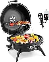 Outvita Indoor/Outdoor Electric Grill, 1600W Portable Removable Stand Grill with Double Layer Design for Countertops, BBQ, Patio & Backyard (Black)