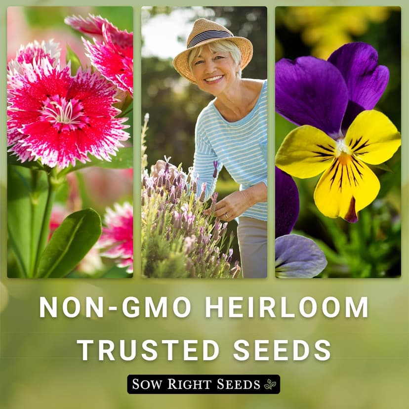 Sow Right Seeds - Large Flower Farm Seed Collection for Planting - Zinnias, Sunflowers, Daisies, Cosmos, Carnations, Stock & More - Attract Pollinators - Non-GMO Heirloom Varieties to Cut Bouquets