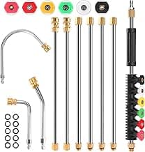 Gutter Cleaning Tools From the Ground, 10 Pack 9 FT Pressure Washer Extension Wand, Power Washer Lance With 6 Pressure Washer Spray Nozzle Tips, 30°, 90°, 120° Gutter Cleaner Curved Rod, 4000 PSI