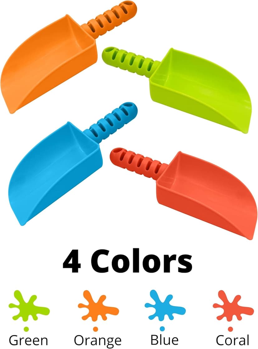 4E's Novelty 4 Pack Beach Shovels 8 Inch, Heavy Duty Plastic Sand Shovel for Kids, - Great for Planting Gardening Shovels for Toddlers, Outdoor Digging Sandbox Toys, Easter Basket Stuffers