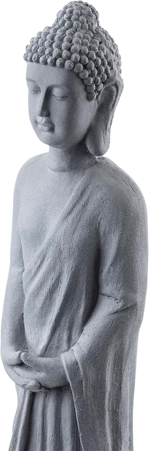 Alpine Corporation 32" Tall Cement Standing Buddha Outdoor Garden Statue, Gray