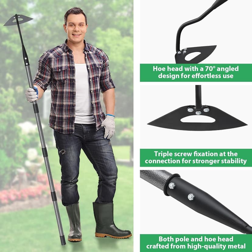 Hoe Garden Tool,Hollow Gardening Hoe with Sturdy Blade for Digging,Weeding,Hoeing,Cutting and Loosing Soil,Heavy Duty Garden Hoe with 56” Adjustable Long Handle…