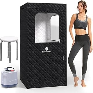 Portable Steam Sauna with Shower Chair, at Home Personal Home Sauna Spa, Full Body Sauna for Home, FCC Certified 3L & 1200W Steam Generator, 9 Levels, Remote Control, 61.8"x 31.9"x 31.9"