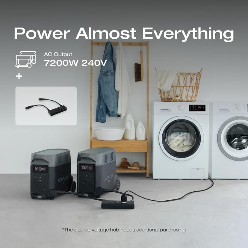 EF ECOFLOW 7.2kWh Portable Power Station: DELTA Pro with Extra Battery, 120V Lifepo4 Battery Backup with Expandable Capacity, Solar Generator for Home Use, Power Outage, Camping, RV, Emergencies