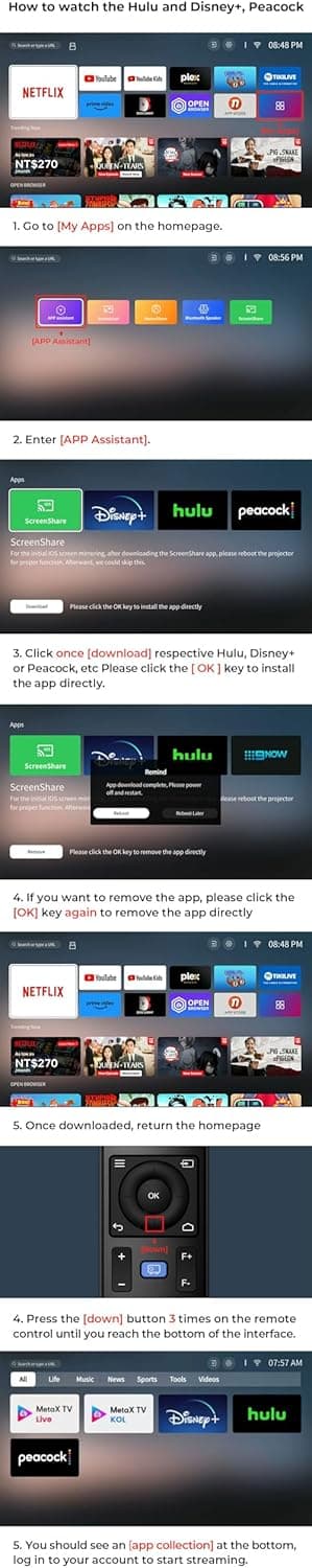 [Netflix Officially/AI Auto Focus] Smart Projector with WiFi and Bluetooth,Dolby Audio,DBPOWER Native 1080p Projector with Apps Built-in Netflix/Hulu/Disney+/Peacock, 600ANSI Movie Projector