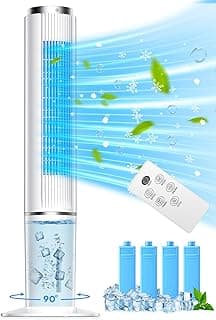 42 INCH Evaporative Air Cooler w/Remote &LED Touch Screen, 4 Mode &3 Speed, 1-Gal Tank for 15H Cooling, 12H Timer for Auto Off, 70°Oscillation Portable Swamp Cooler, Air Cooler for Room Patio