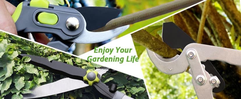 Garden Loppers Hedge Clippers, Updated 3PCS Garden Pruning Shears Combo Set, Branch Cutter with Compound Action, Chops Thick High Branch Ease, Professional Tree Trimmer Set Heavy Duty