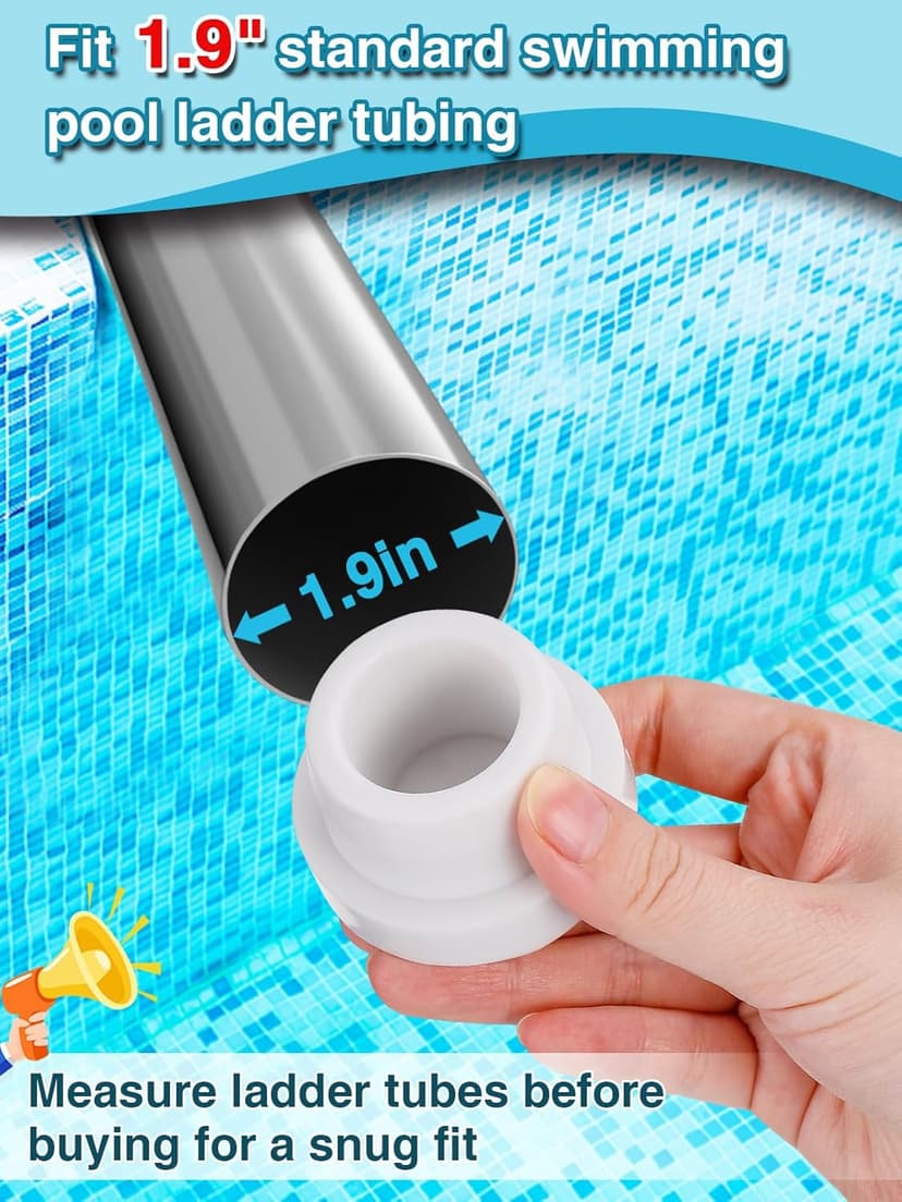 Pool Ladder Bumpers for Inground Pool - 4Packs Inside Plug Caps fit 1.9" Standard Steps Tubing, Rubber Foot Cover Protect Swimming Pool Liner