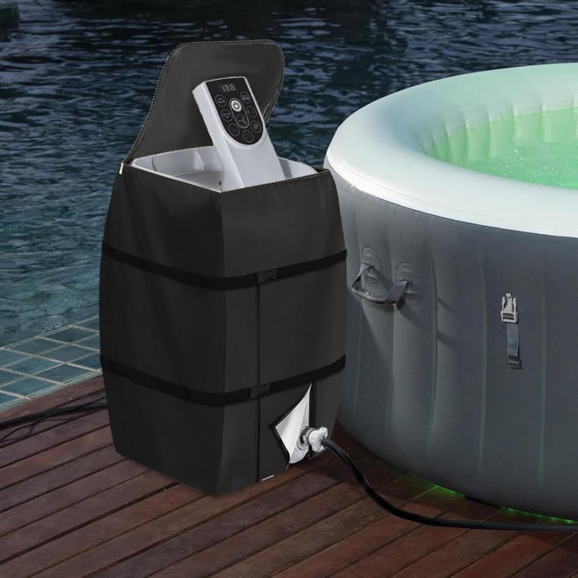 Hot Tub Spa Heater Pump Cover,Waterproof Hot Tub Insulated Pump Cover for Multiple Brands (Black,Square)