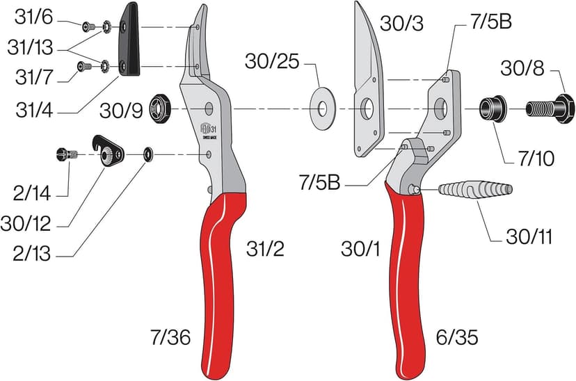 FELCO Pruning Shears (F 31) - High Performance Swiss Made One-Hand Anvil Garden Pruners