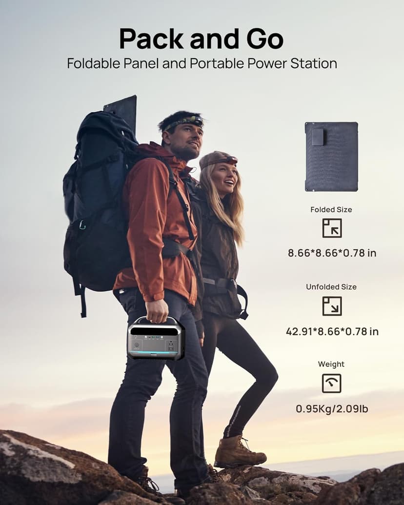 Portable Power Station 90000mAh with 40W Solar Panel, LiFePO4 Battery Station, 2 Up to 600W AC Outlets Solar Generator – Power Bank Perfect for Camping, Emergency, Off-Grid, Travel