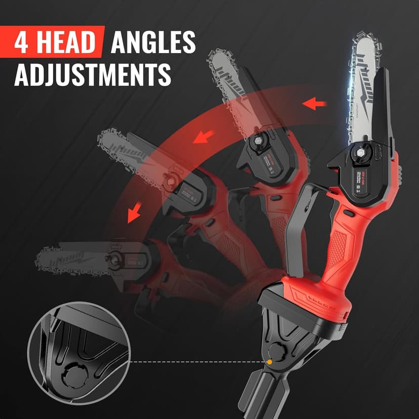 Cordless Pole Saw, 2-in-1 6" Battery Powered Pole Saws for Tree Trimming, 20V 2.0Ah Battery Mini Chainsaw with Pole, 15ft Reach Small Pole Saw for Wood Cutting, Trimming