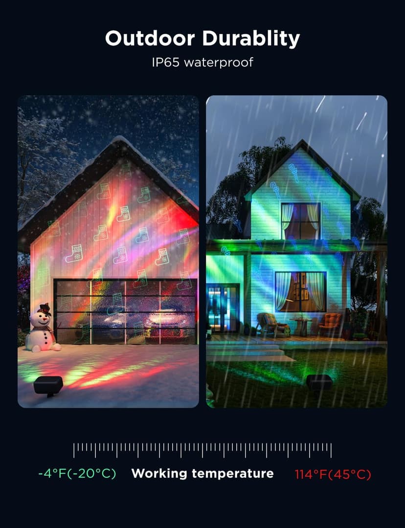 Govee Outdoor Projector Light, Laser and Aurora Star Projector Light for Indoor and Outdoor Decor, 16 RGB Patterns, RGBW Aurora, 51 Scene Modes, Works with Alexa, Google Assistant, Matter