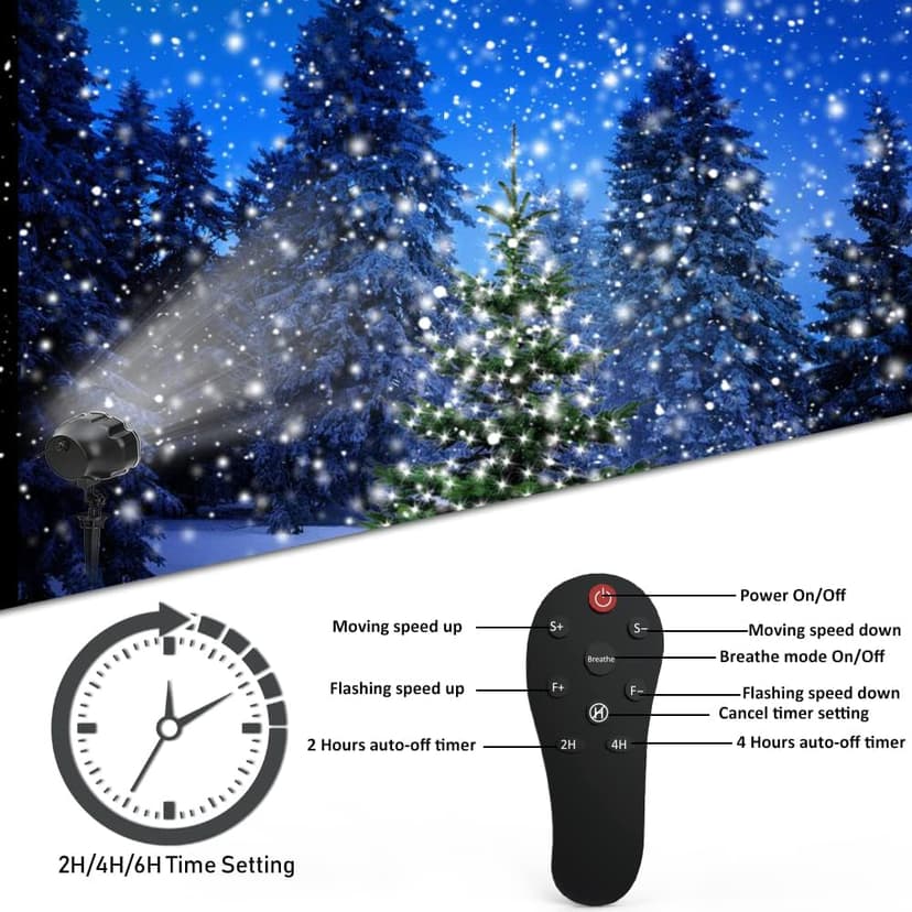 Christmas Snowfall Light Projector Outdoor,Snow Falling Projector Lamp Dynamic Snow Effect Christmas Dot Decorations Lighting for Xmas House.Garden Yard, Party,Club, Landscape