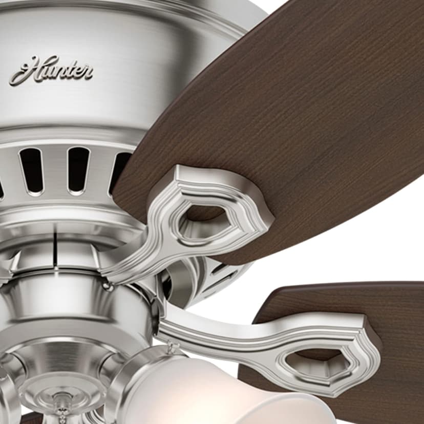 Hunter Fan Company, 53328, 52 inch Builder Brushed Nickel Low Profile Ceiling Fan with LED Light Kit and Pull Chain