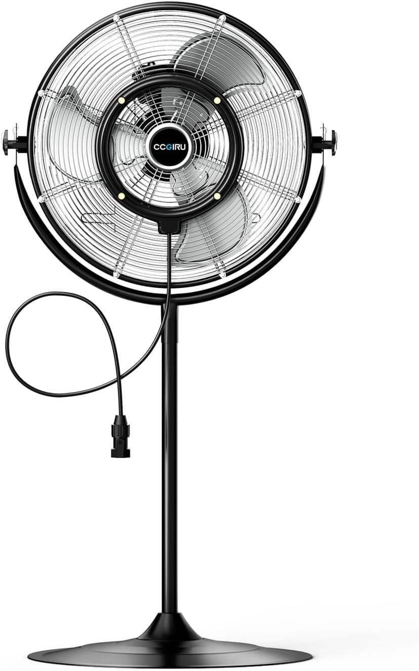 5300 CFM 20" Outdoor Pedestal Fan with Misting, Industrial Pedestal Fan with 3 Speeds, Stand up Fans Heavy Duty with IP44 Enclosed Motor, Adjustable Tilt, UL Listed for Garden Barn
