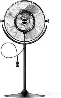 5300 CFM 20" Outdoor Pedestal Fan with Misting, Industrial Pedestal Fan with 3 Speeds, Stand up Fans Heavy Duty with IP44 Enclosed Motor, Adjustable Tilt, UL Listed for Garden Barn