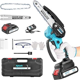 Mini Electric Chain Saw, GUIFIN 6 Inch Cordless Chainsaw, 2 Pcs Rechargeable Battery, Compact One-Hand Use And Auto Lubrication System, Double Safety Lock, Home Improvement, Garden & Orchard Pruning