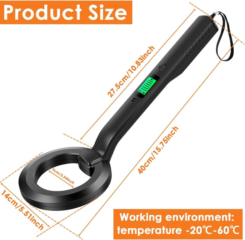 Metal Detector, IP54 Waterproof Portable High Sensitivity Metal Detector with Audible & Vibration Alerts, 360 Scanning Treasure Finder (Black)