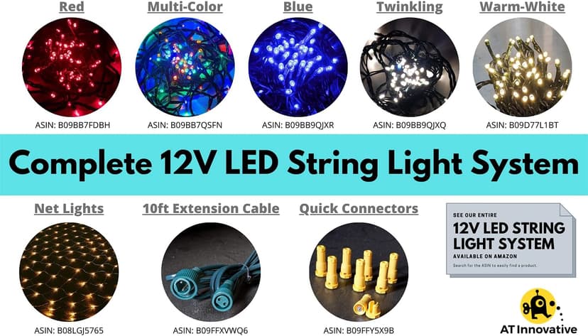 33ft 100-LED Outdoor Waterproof Warm White String Lights - Works with Low Voltage Landscape Lighting Systems (12V) (Product is not Compatible with Standard Household Electricity @120V)