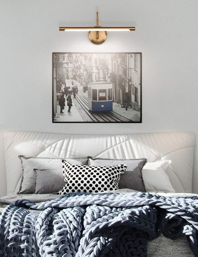 JOOSENLUX Modern Brass Picture Light Hardwired - 16.54'' for Wall Painting and Artwork Display - 7W LED Wall Lights(45W Eqv.) - Warm White 3000K - Hard Wired Connection with Swing Arm