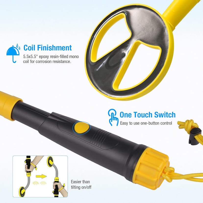 Underwater Metal Detector Handheld,100 Feet Fully Waterproof Metal Detector for Adults, Lightweight Gold Finder Metal Detector for Scuba Diving Pulse Induction with LED and Power Indicator