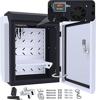 Outdoor Electrical Box with Thermostat and Fan, Precise Temperature Control 0.1°F, IP65 Water Resistant Rating, Galvanized Steel, Aluminum Rear Beam(15.7"x12.6"x9.6")
