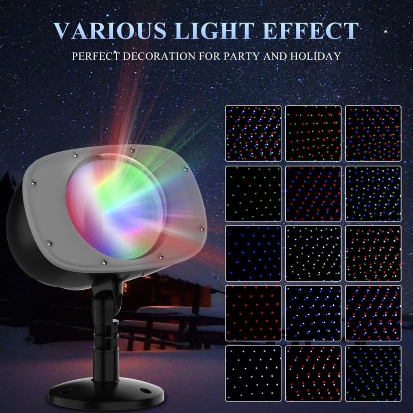 Christmas Snowfall Projector Lights Outdoor, Dynamic Snow Falling Lighting Effects Holiday Projector Lights for Xmas Moving Points Landscape Lights for House, Garden Yard Club Pub Decorations