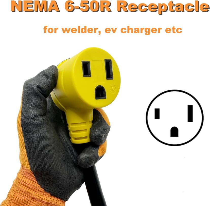 NEMA L14-30P to 6-50R Welder Adapter Plug Cord 1.5 FT, 4 Prong 30 Amp Twist-Lock Generator Male to 3 Prong 50 Amp Welder Female Cord, 10 AWG, Heavy Duty, ETL Listed