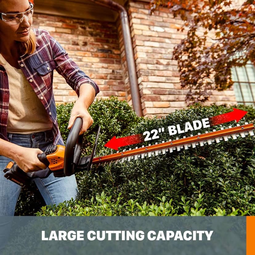 WORX WG261 20V PowerShare 22" Cordless Hedge Trimmer (Battery & Charger Included)