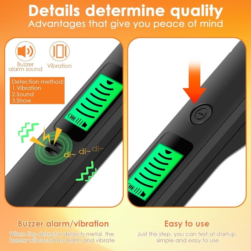 Metal Detector, IP54 Waterproof Portable High Sensitivity Metal Detector with Audible & Vibration Alerts, 360 Scanning Treasure Finder (Black)