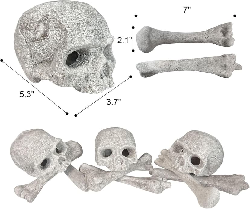 9 Pcs Ceramic Skulls for Fire Pit, Durable Reusable Fireproof Fire Pit Skull Log for Bonfire, Campfire, Fireplace, Firepit, Halloween Decor for Gas, Propane (Light Driftwood)