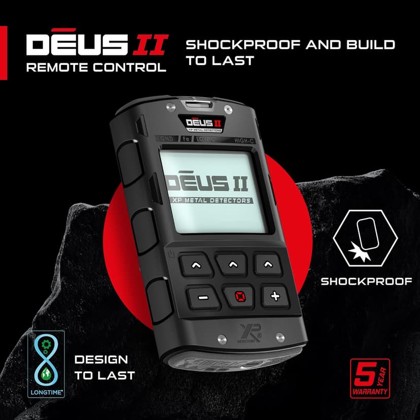 XP Metal Detectors Deus II Wireless, Shockproof and 66 ft / 20m IP68 Waterproof Remote Control - RC - Control Module with Back-lit LCD Display (D2-RC)