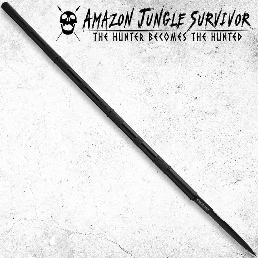 Amazon Jungle Survivor Break-Down Spear | Non-Reflective Finish 2Cr13 Stainless Steel Blade | Textured Steel Shaft | Zippered Carrying Case | Black Oxide Finish | Versatile | 45 1/2" Overall
