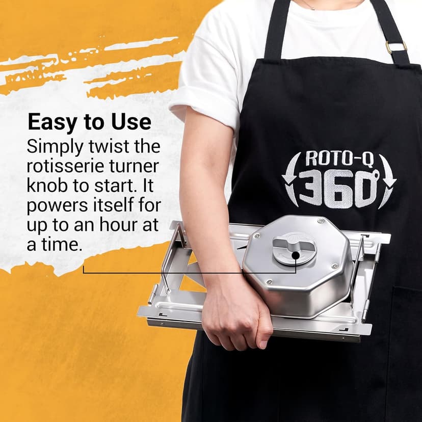 Cordless Universal Rotisserie Kit for Grills Ovens and Smokers - Non-Electric Wind-up Spit Roaster, Gas or Charcoal BBQ - Indoor/Outdoor (Stainless Steel)