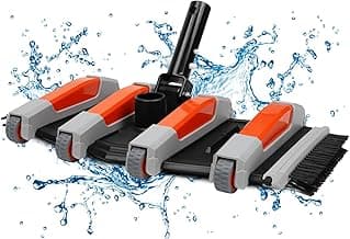 Heavy Duty Pool Vacuum Head with Side Brush & Wheels for Vinyl Liner Professional Weighted Swimming Pool Vac Cleaner Heads for Inground & Above Ground Pool - Orange