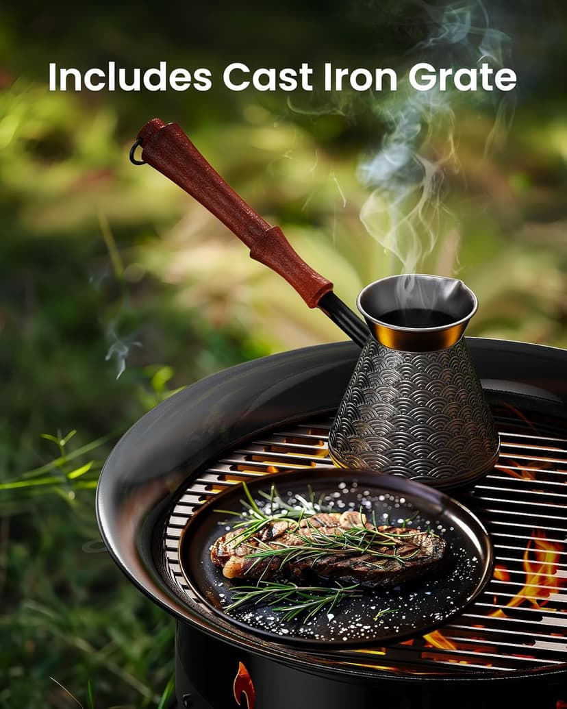 Ciays Large Propane Fire Pit 24 Inch, Gas Fire Pit with Grill Grate, Folding Legs, Hose Hooks, Propane Tank Holder, Cover & Carry Strap, CSA Certified Portable Outdoor Fire Pit for Camping, 58,000 BTU