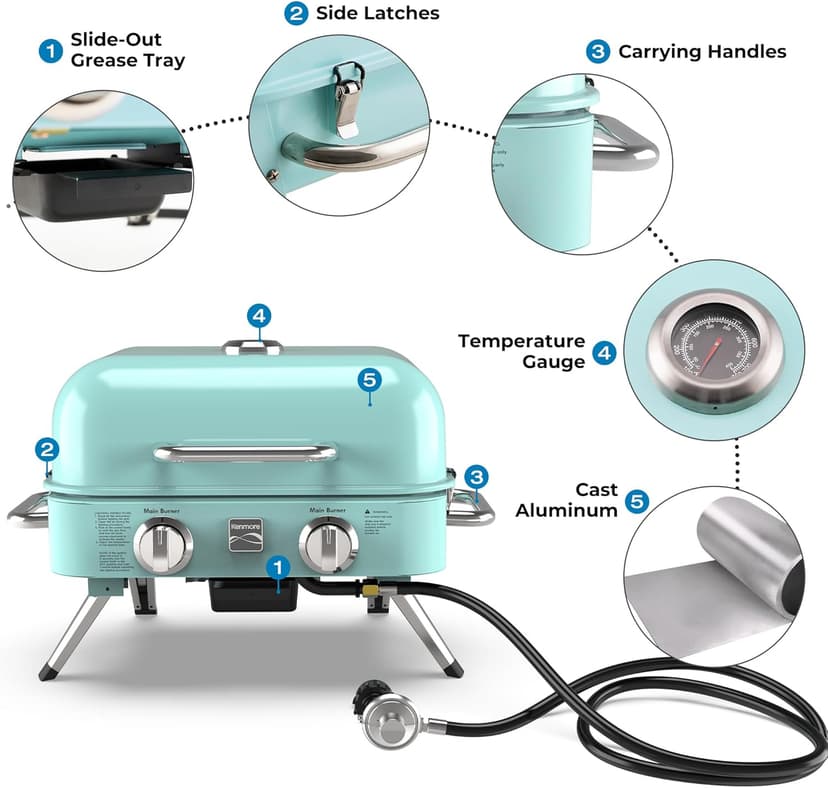 Kenmore 2-Burner Portable Tabletop Retro Gas Grill