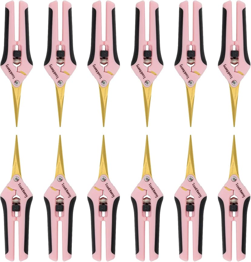 1 Pack Pruning Shears with Curved Blades, Garden Trimming Scissors, Gardening Hand Pruning Snips Titanium Coated Precision Bonsai Pruning Shears, Efficient Flower Cutters (Pink)