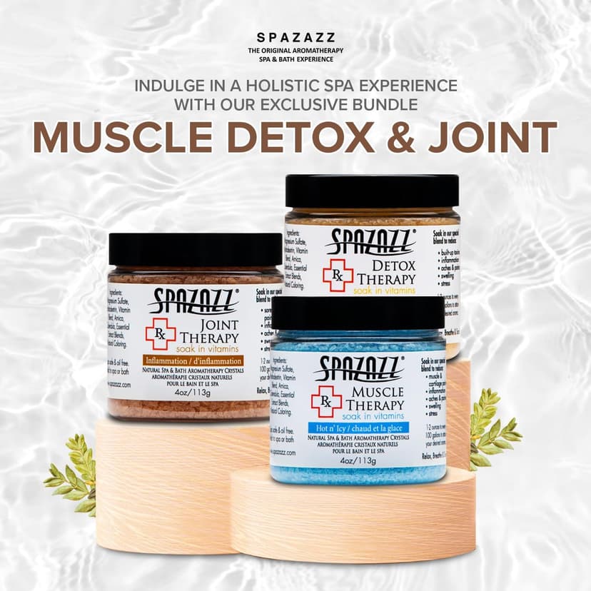 Spa & Hot Tub RX Therapy Muscle Detox Joint Bundle 3 Pack Gift Set - Spazazz Therapeutic Mineral Dead Sea Bath Salt Crystals Collection