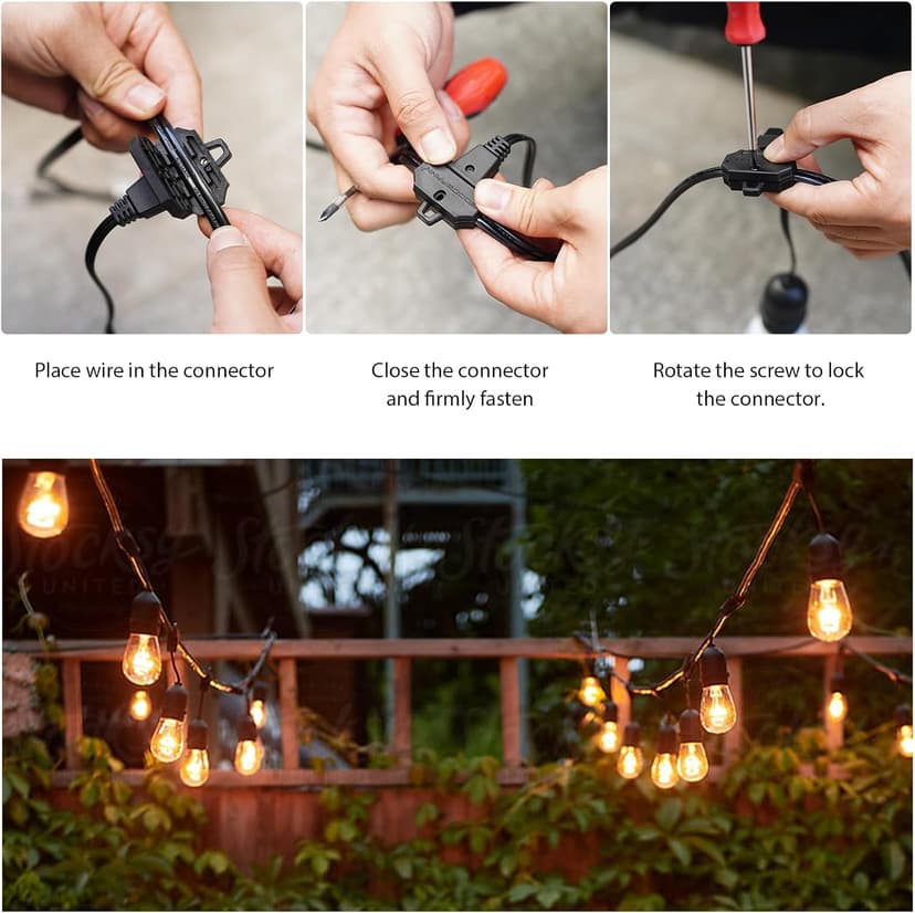 GOODSMANN LED Low Voltage String Lights 12V AC 50FT 10PCS 2W Bulbs 135 Lumens Hanging Landscape Lighting 2800K String Weatherproof Decorative Lights for Patio Lights