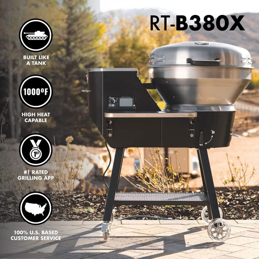 recteq Pellet Grill RT-B380X Bullseye Deluxe, WiFi Enabled Electric Pellet Smoker Grill, Wood Pellets, BBQ Outdoor, Smoke, Sear, and More