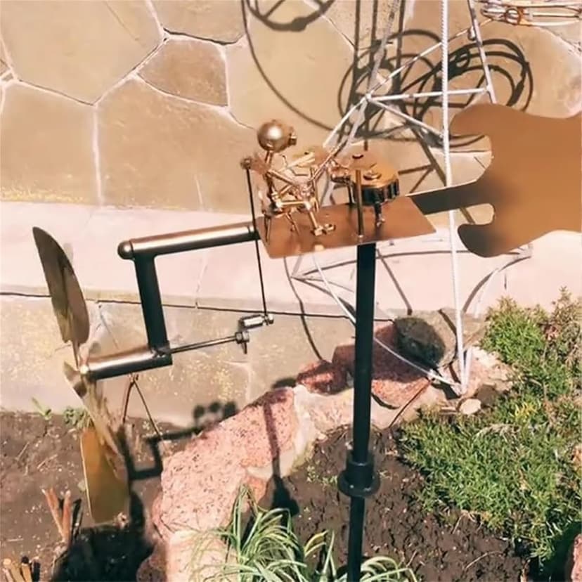 Handmade Metal Drummer Windmill, Drummer Windmill Garden Decoration, Percussionist Music Figurines,Fun Wind-Powered Sculpture Home Decor