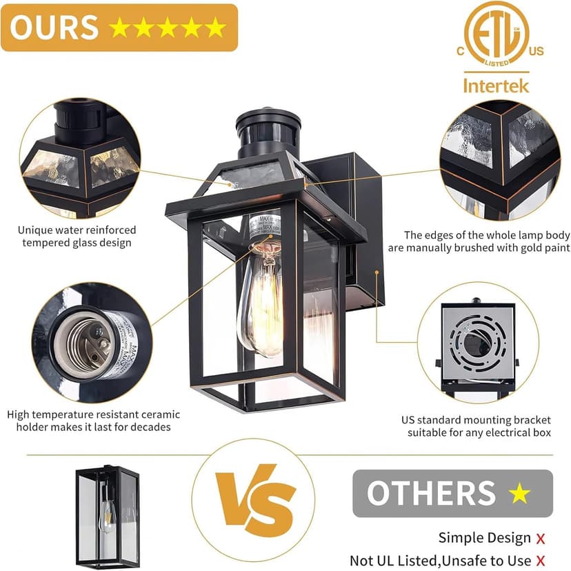 Porch Lights with GFCI Outlet, Dusk to Dawn Outdoor Lights with Outlet, 3 Lighting Modes Exterior Light Fixture Waterproof, Outside Lights for House Front Door Patio Garage