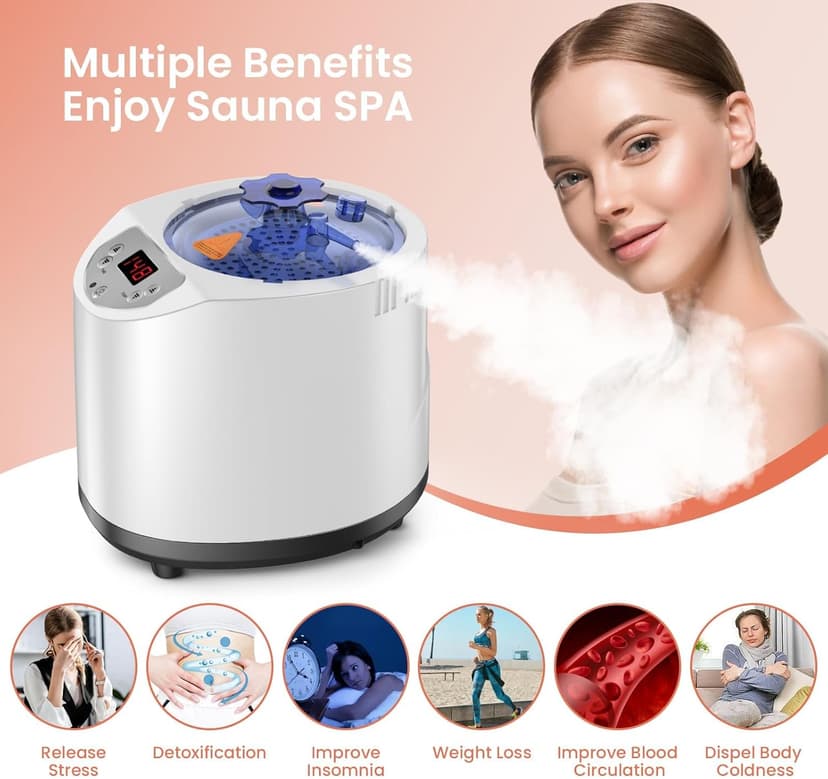 Sauna Steamer Machine, 3L Portable Sauna Steamer, 1200W Steam Generator for Sauna, Home Sauna Steamer Pot with Remote Control, Steam Cup, Timer, 15 Temperature Levels, Home Spa Sauna Accessories