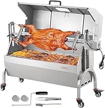 VEVOR Rotisserie Grill with Hooded Cover Roaster, 46 Inch 198Lbs Capacity, BBQ Outdoor Pig Lamb Rotisserie Roaster, Electric 52W Motor Stainless Steel Roasterfor Camping Outdoor Barbecue