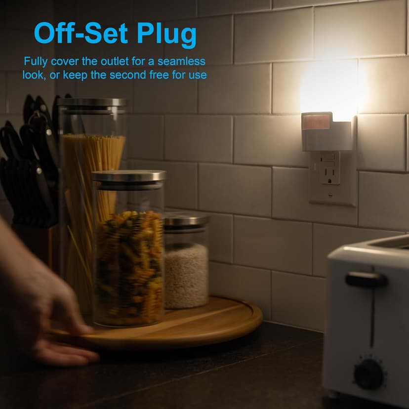 GE LED Motion Sensor Night Light, Plug into wall, 40 Lumens, Soft White, UL-Certified, Energy Efficient, Ideal Nightlight for Bedroom, Bathroom, Kitchen, Hallway, 46632, White, 2 Pack